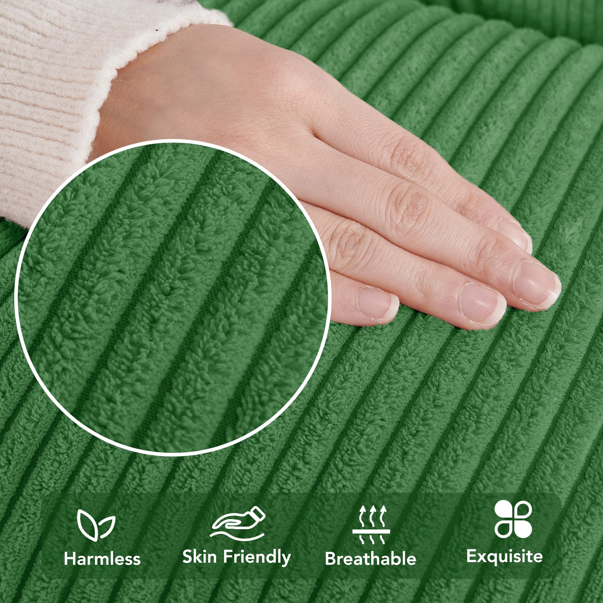 Corduroy Throw Pillow Covers, Cream White, 4PCS