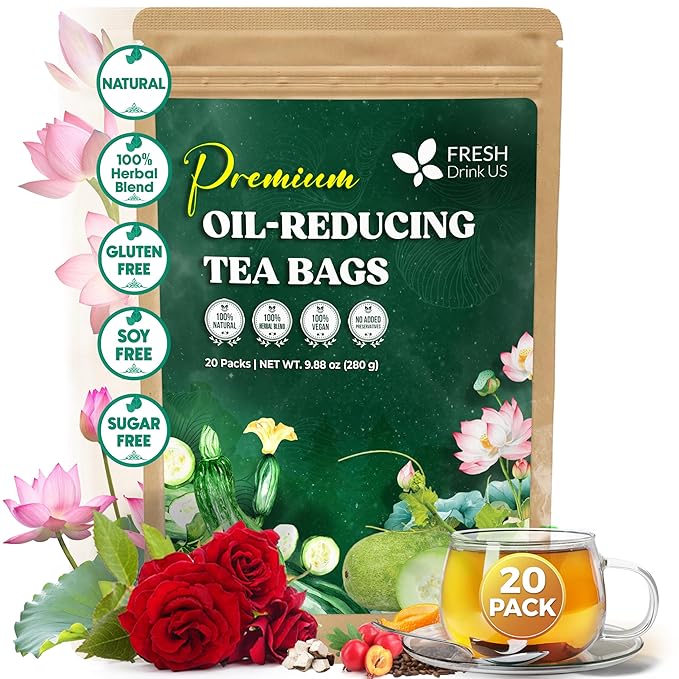 Oil Reducing Tea, Oil Cleansing for Liver, 10 Herbal Ingredients, Traditional Recipe Tea for Liver, 100% Natural, Easy Brewing, Steep Repeatedly (Tea Bags/ Tea Packs)