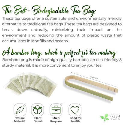 Premium Lemon Balm Leaf Tea Bags, 100% Natural & Pure from Lemon Balm Leaves. Loose Leaf Lemon Balm Herbal Tea. Lemon Balm Leaf Tea. No Sugar, No Caffeine, No Gluten, Vegan.