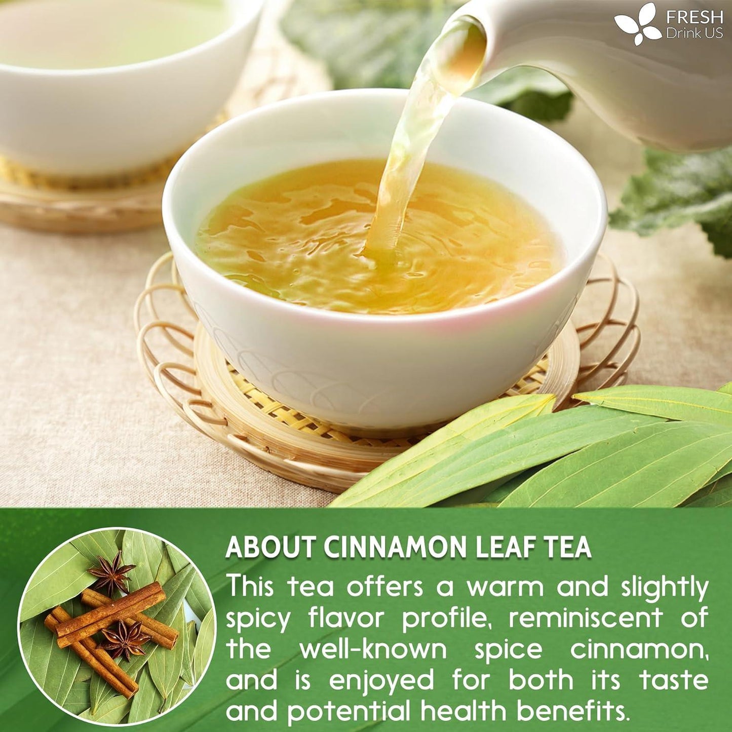 Natural Cinnamon Leaves, Whole Dried Cinnamon Leaves, Tea Bags, 100% Pure from Dried Cinnamon Leaves, Cinnamon Leaf Tea, No Additives, No Caffeine, Vegan