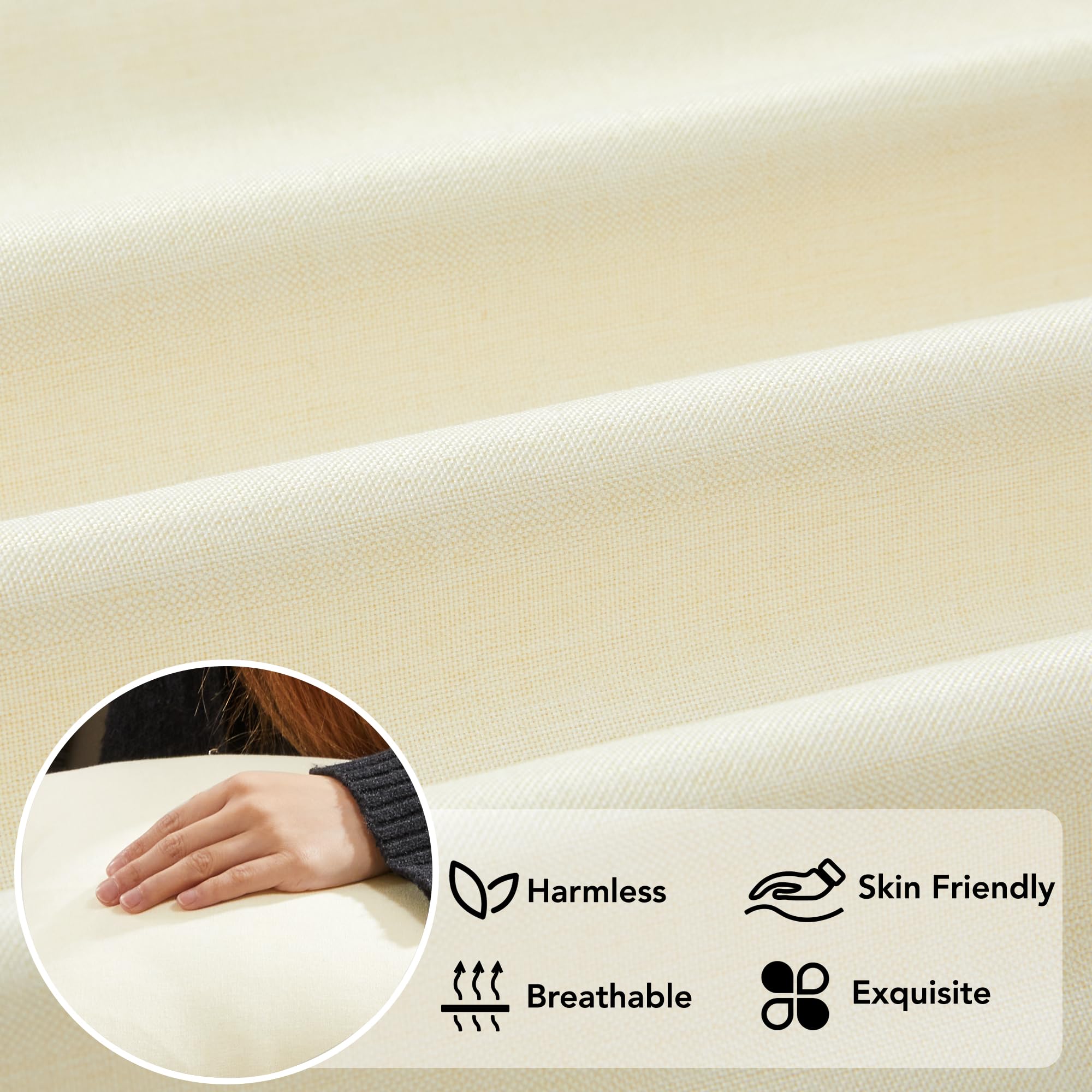 Faux Linen Pillow Covers, 16x16 Inch, Creamy White, 2PCS