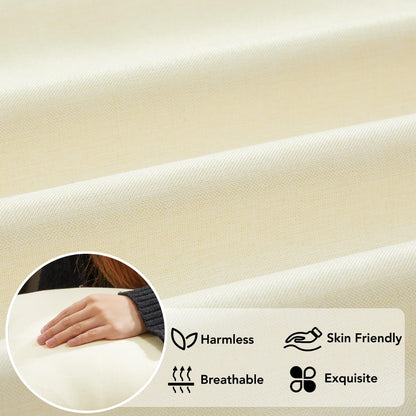 Faux Linen Pillow Covers, 16x16 Inch, Creamy White, 2PCS