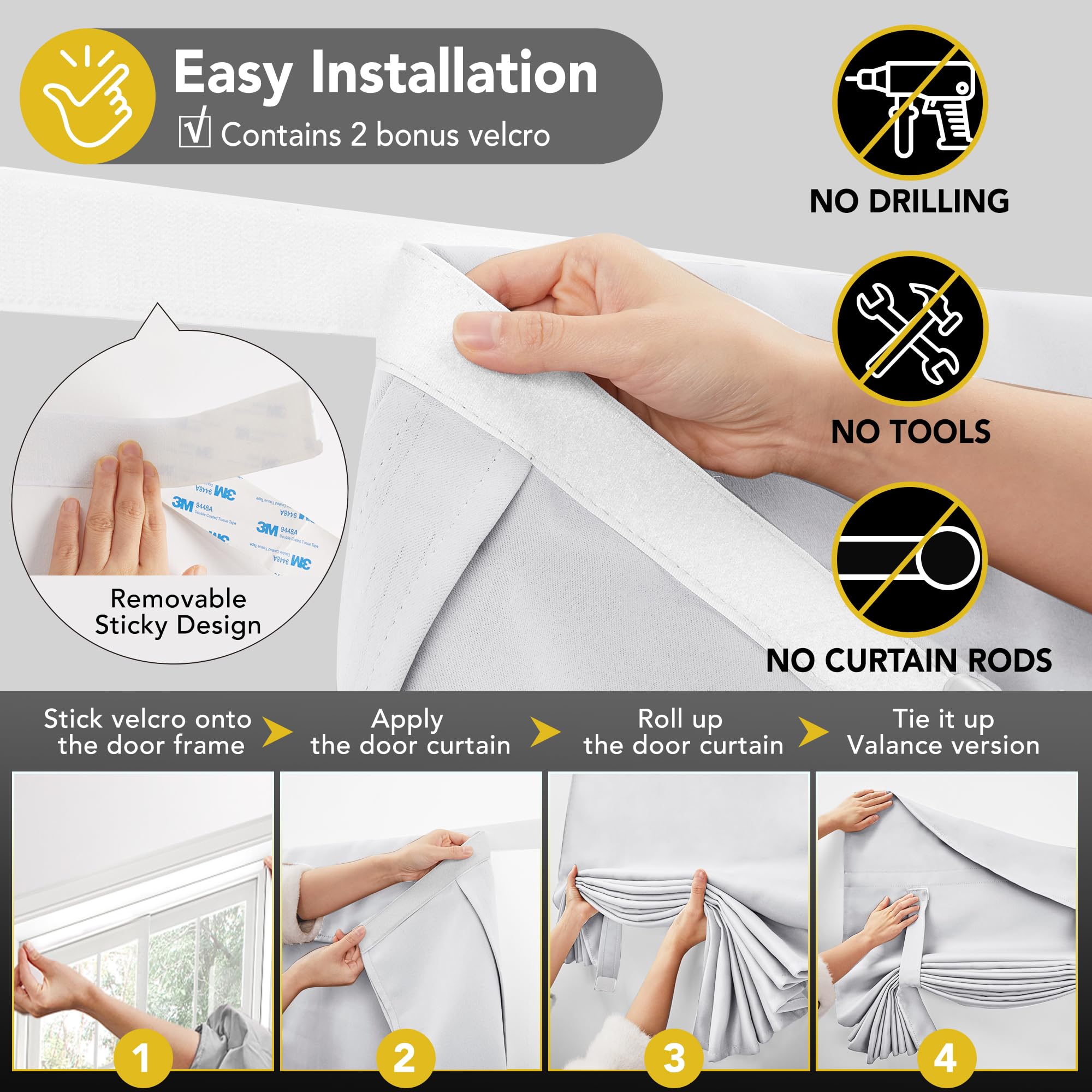 Blackout Door Curtain, Thermal Insulated, 26x80 Inch