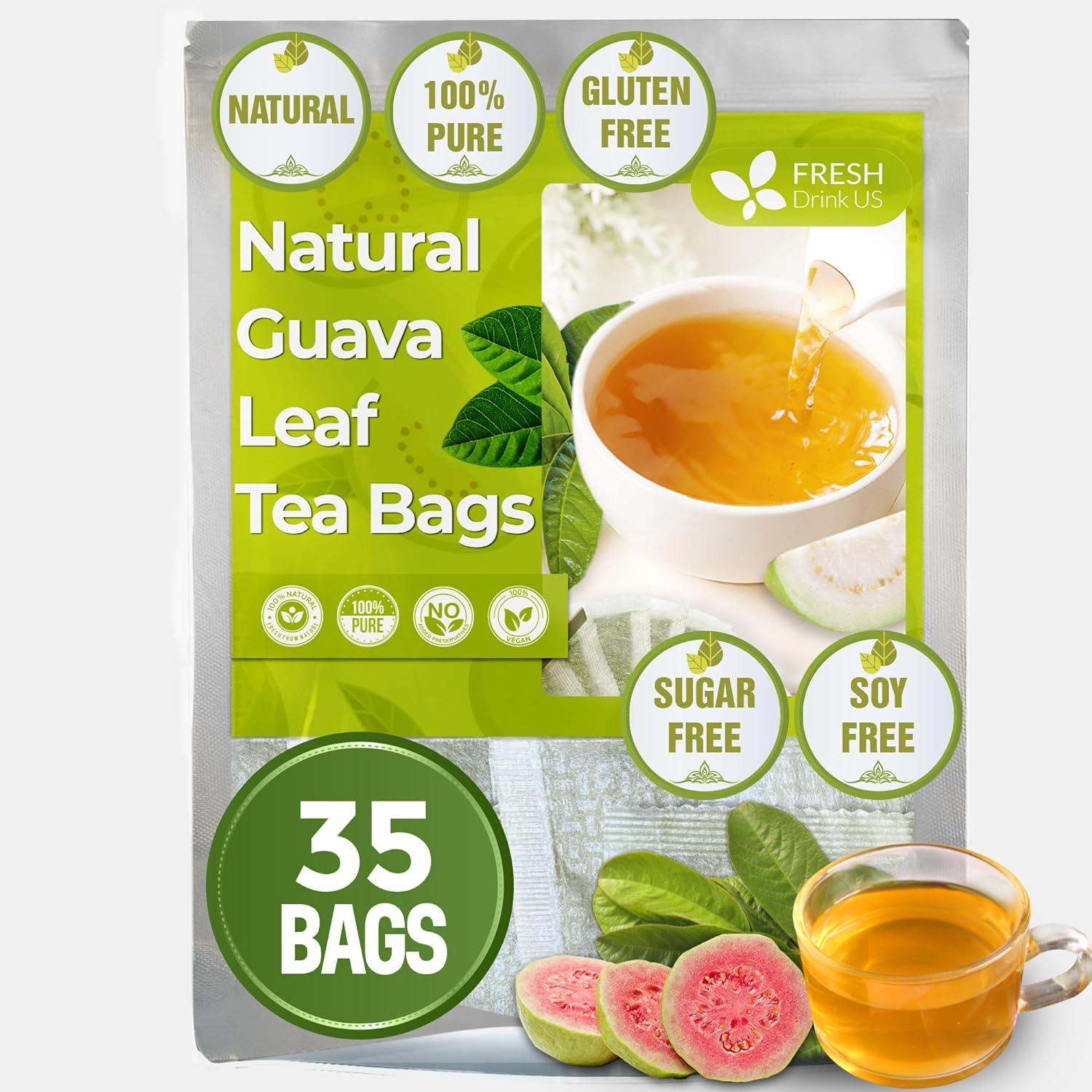 Natural Guava Leaves, Whole Dried Leaves, Cut-and-Sifted Guava leaves, 100% Pure from Guava Leaves, Natural Guava Loose Leaf Herbal Tea, No Additives, No Caffeine, Vegan