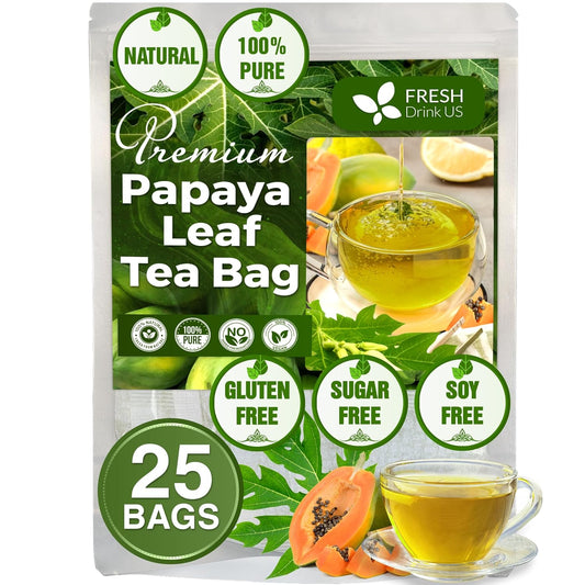 Premium Papaya Leaf Tea Bags, Made with Natural Material Tea Bags. No Sugar, No Caffeine, No Gluten, Vegan.
