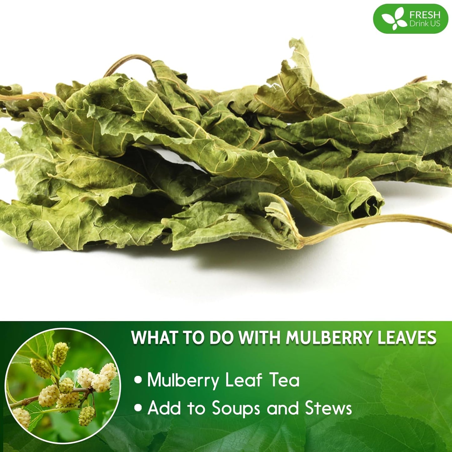 Permium Mulberry Leaves, Mulberry Loose Leaf Herbal Tea, No Additives, No Caffeine, Vegan