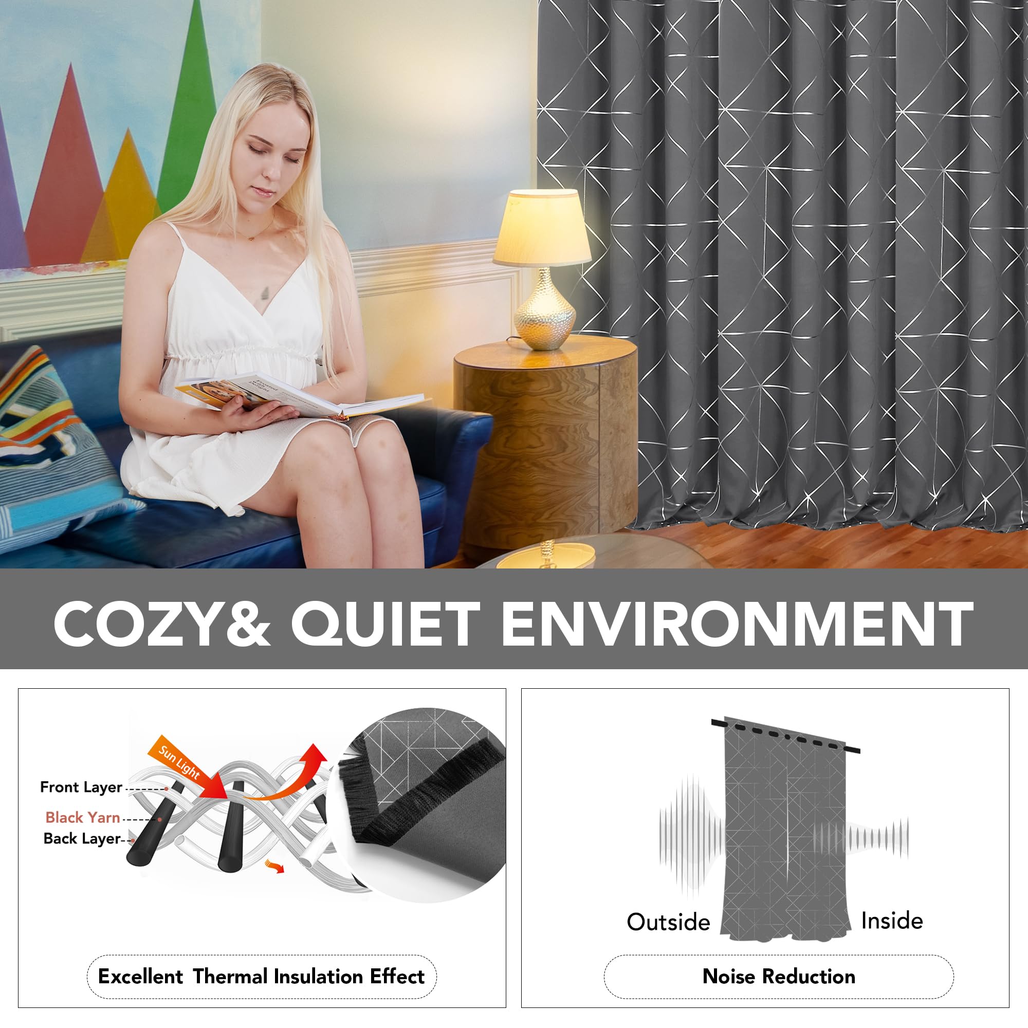 Geometric Blackout Curtains, 2 Panels