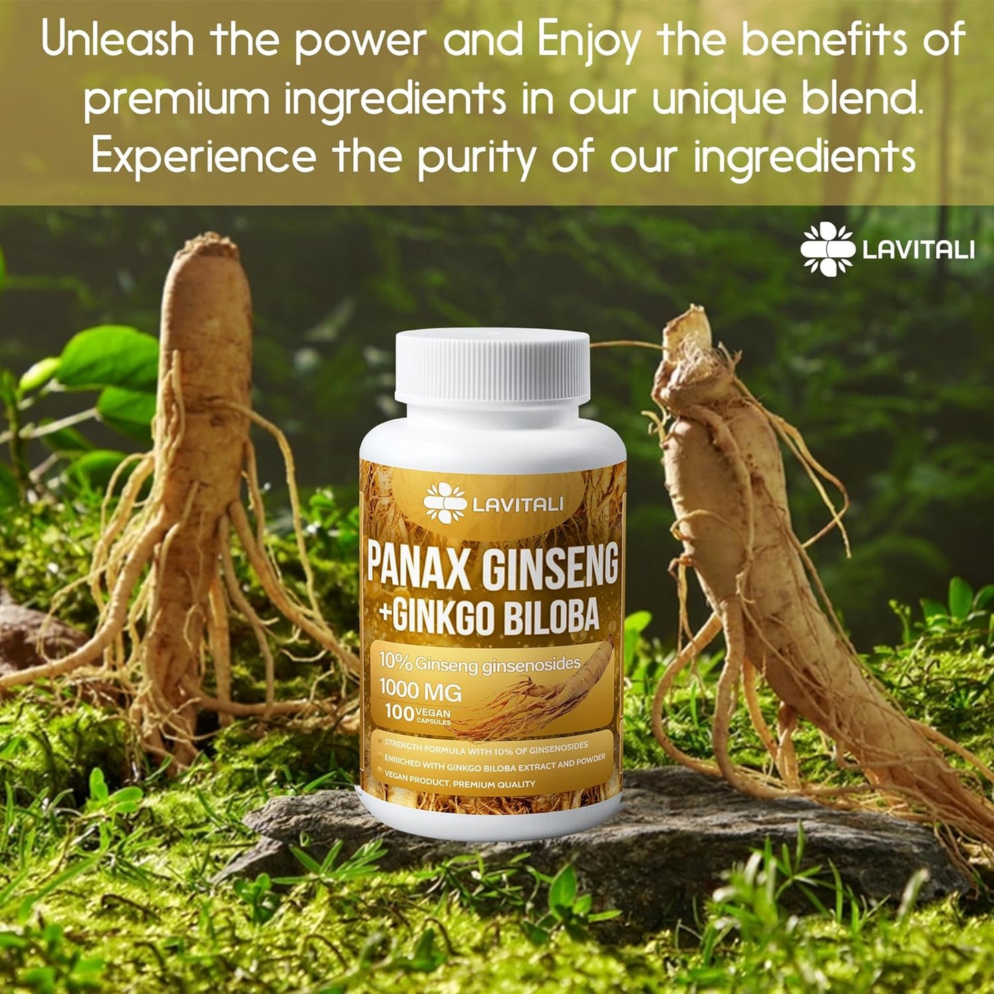 Ginseng & Ginkgo Biloba Veggie Capsules, Non-GMO, Vegan, Gluten Free, Dairy Free