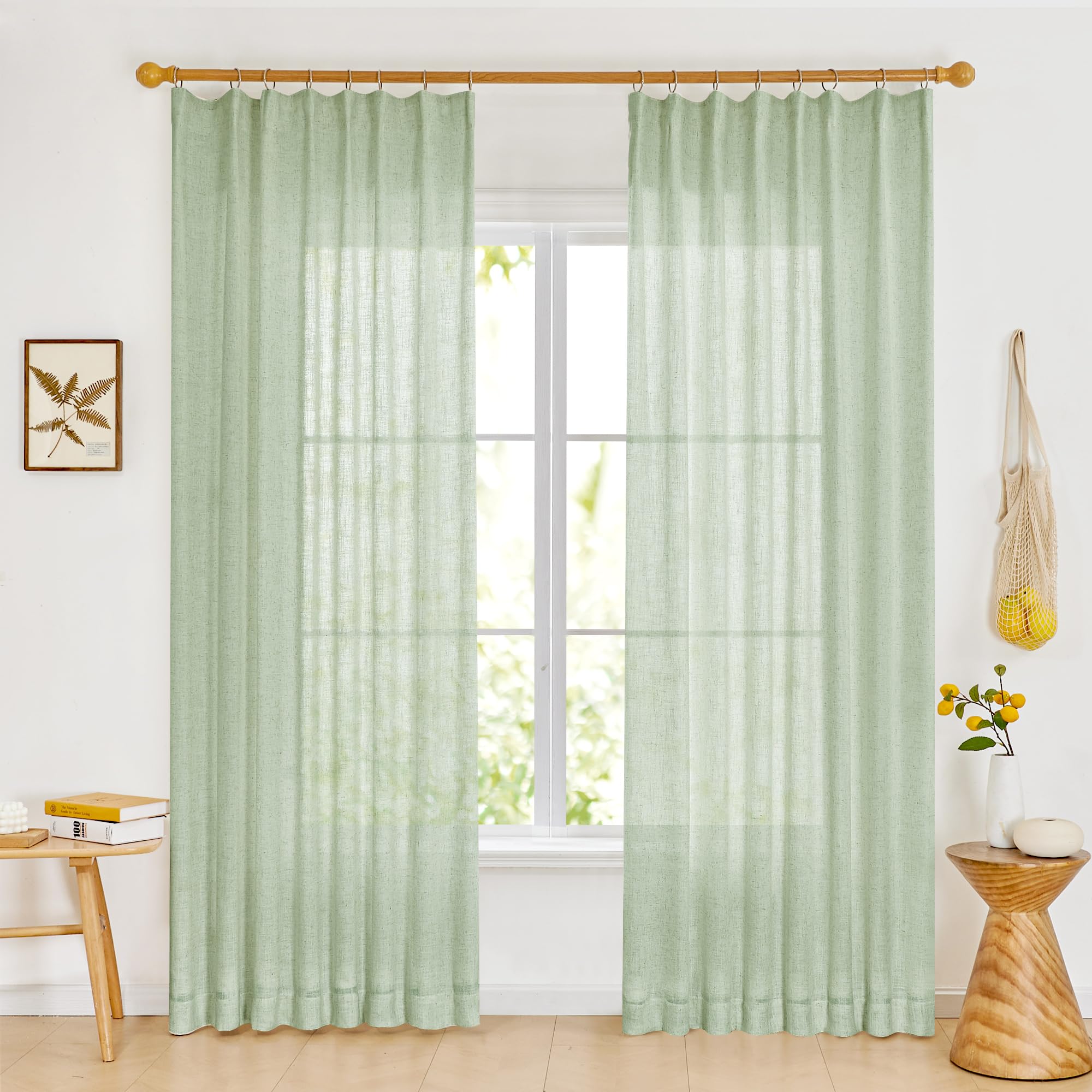 Light Filtering Linen Drapes, Back Tab & Rod Pocket