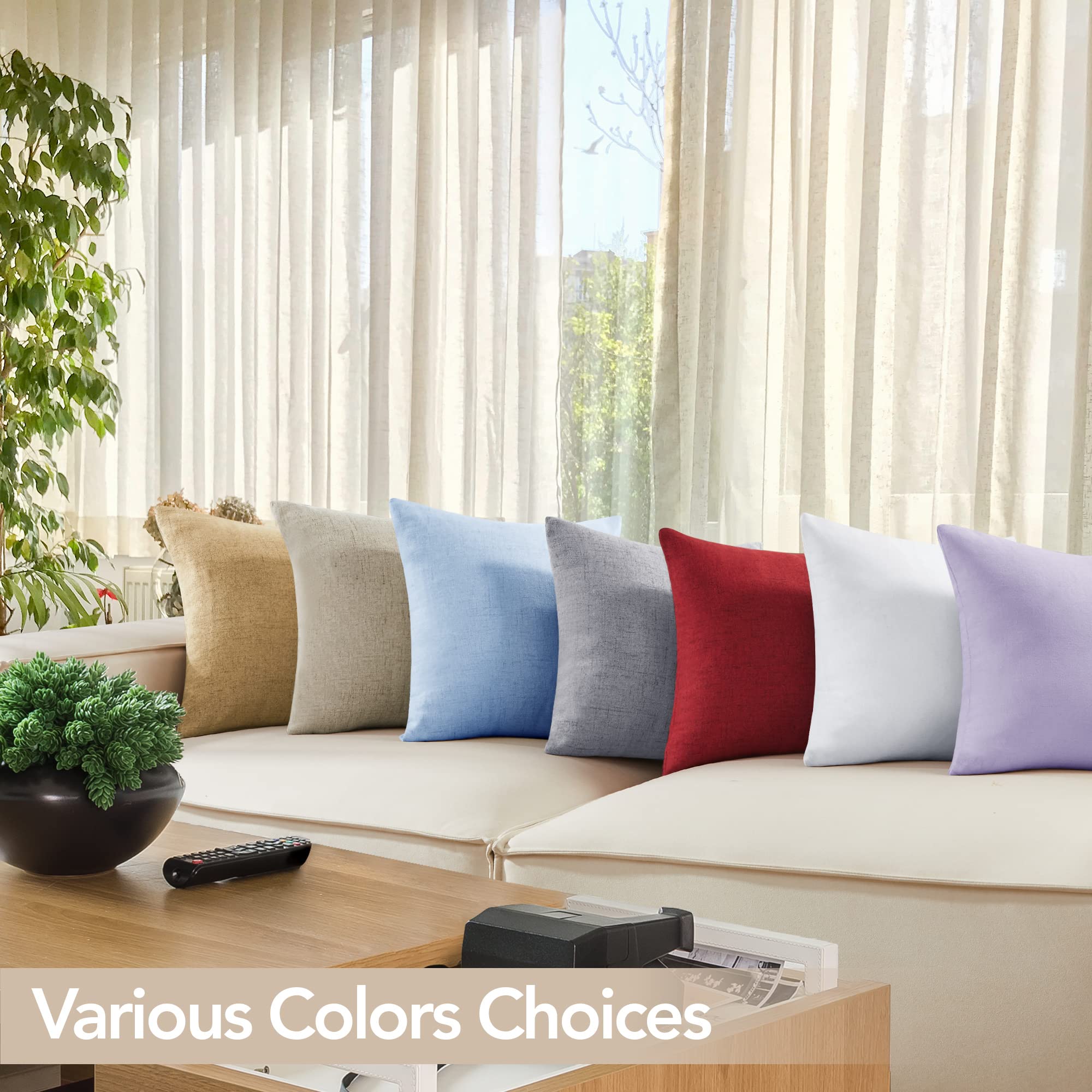 Decorative Linen Throw Pillow Covers, 18x18 Inch, 4 PCS