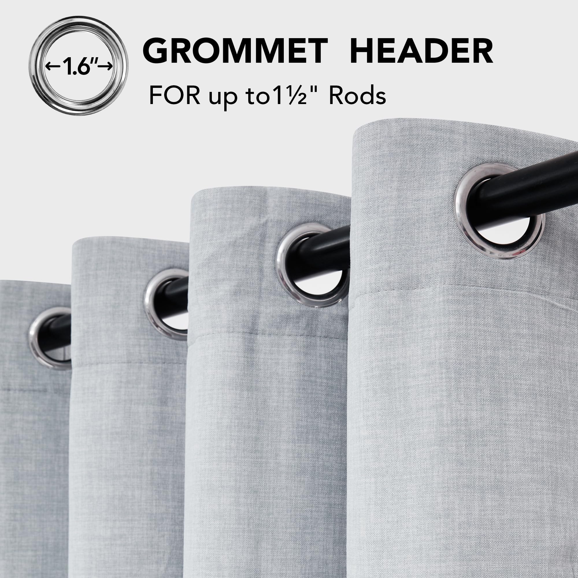 Double Liner Linen Curtains with Silver Coating, 2 Panels