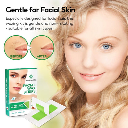 SHINEMORE Facial Wax Strips - 40 strips