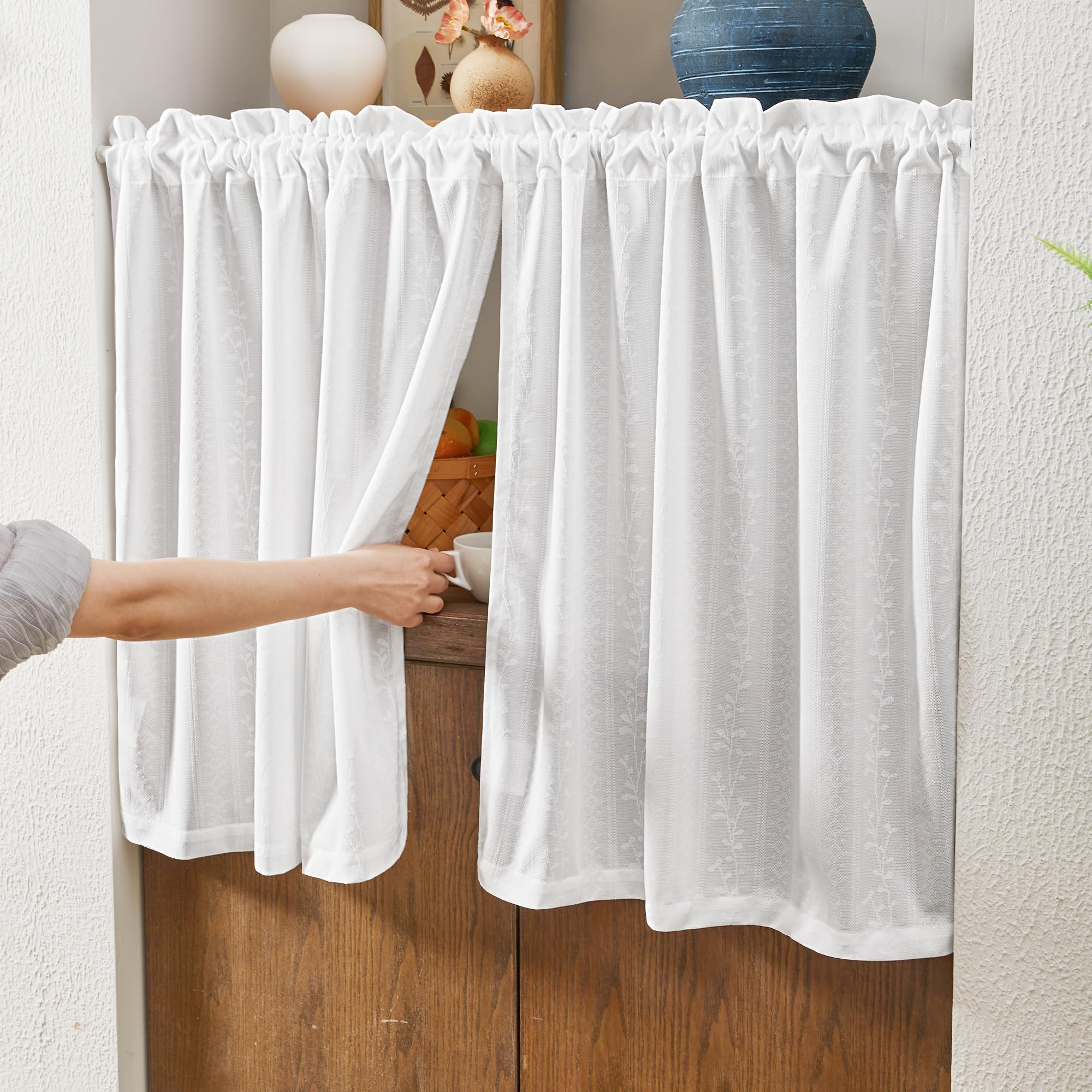 Ombre Sheer Voile Curtains, Rod Pocket, Light Grey