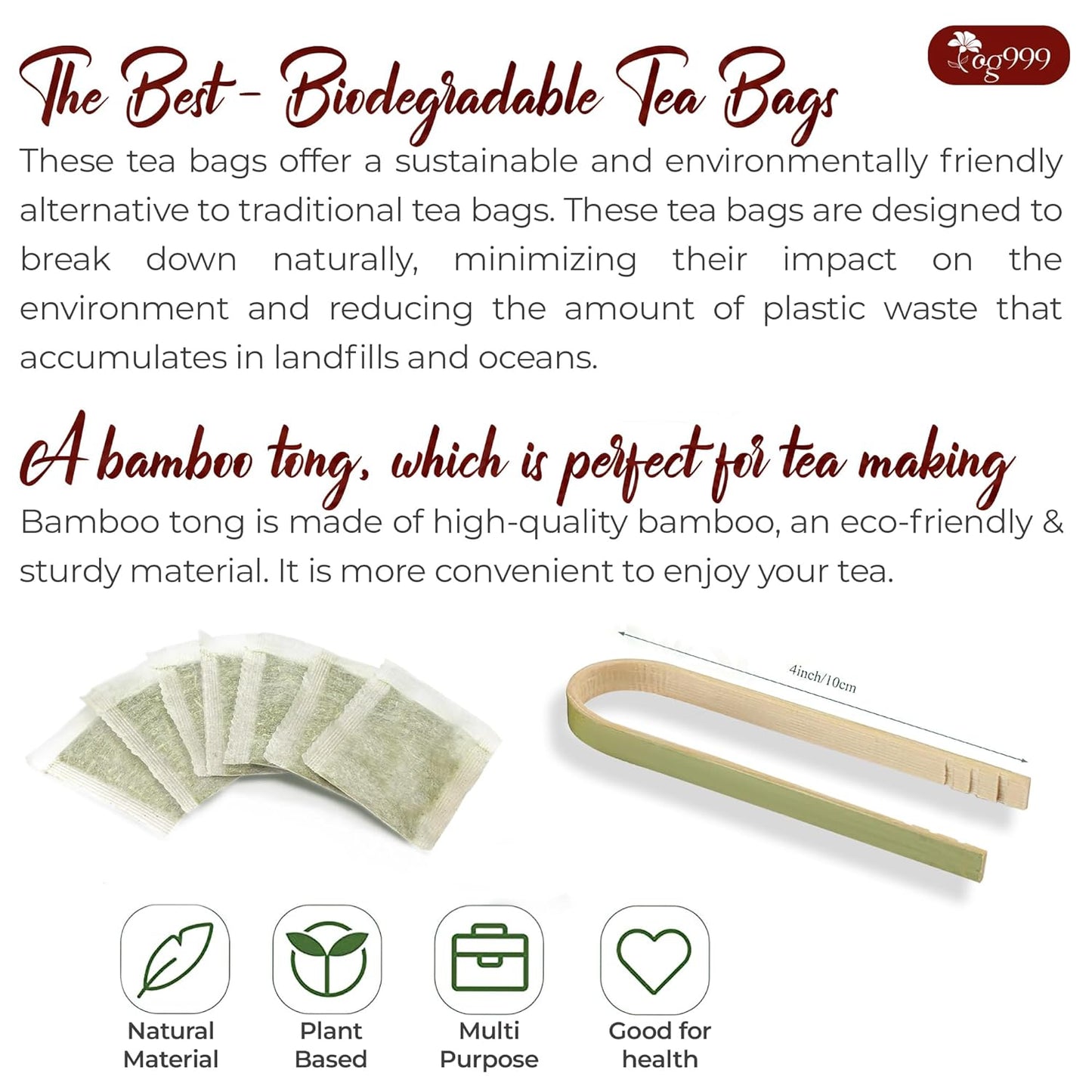 Premium Red Rooibos Tea Bags, 100% Natural & Pure from Rooibos Tea Leaves. Loose Leaf Rooibos Herbal Tea. Made with Natural Material Tea Bags. No Sugar, No Caffeine, No Gluten, Vegan.