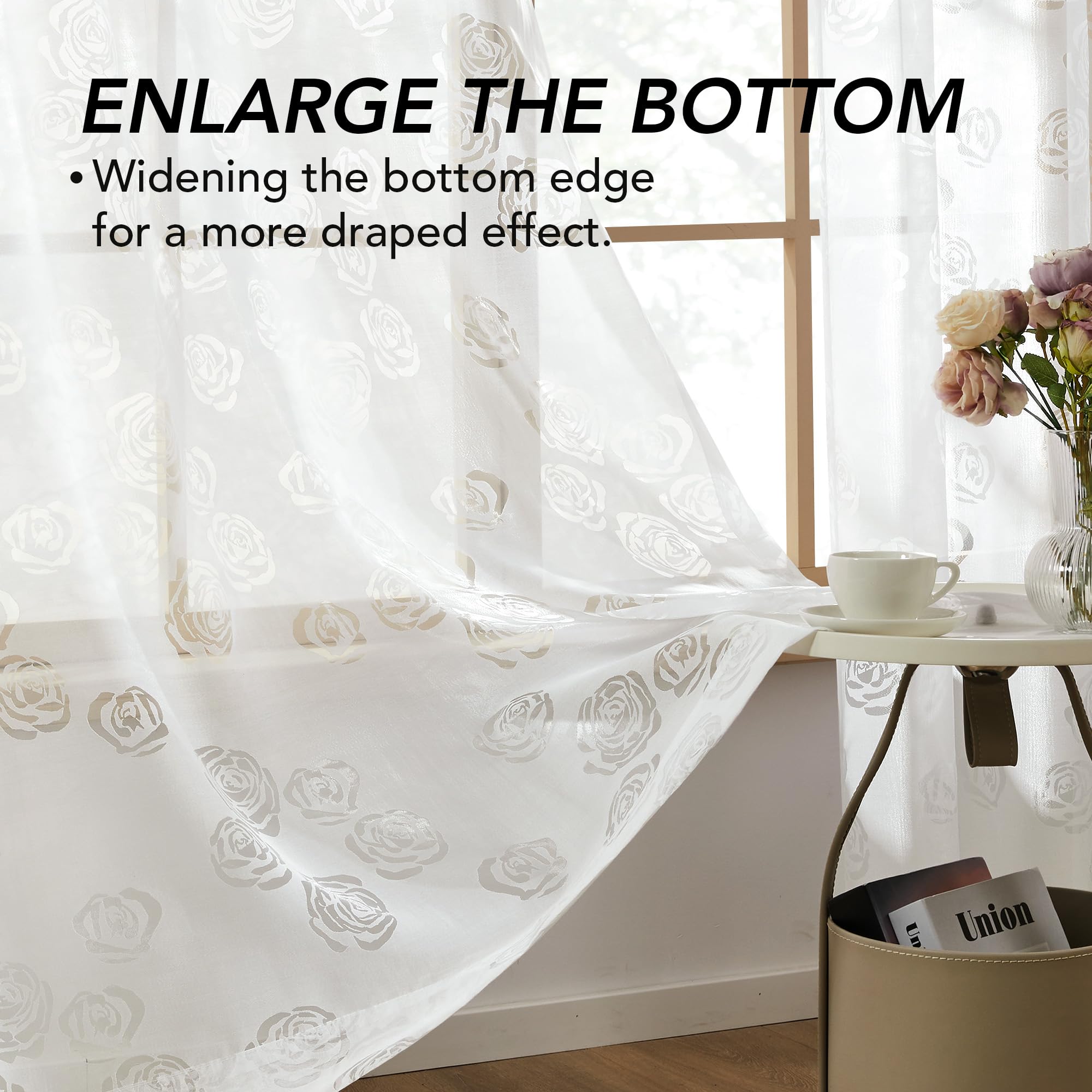 Sheer Grommet Curtains with Summer Flowers