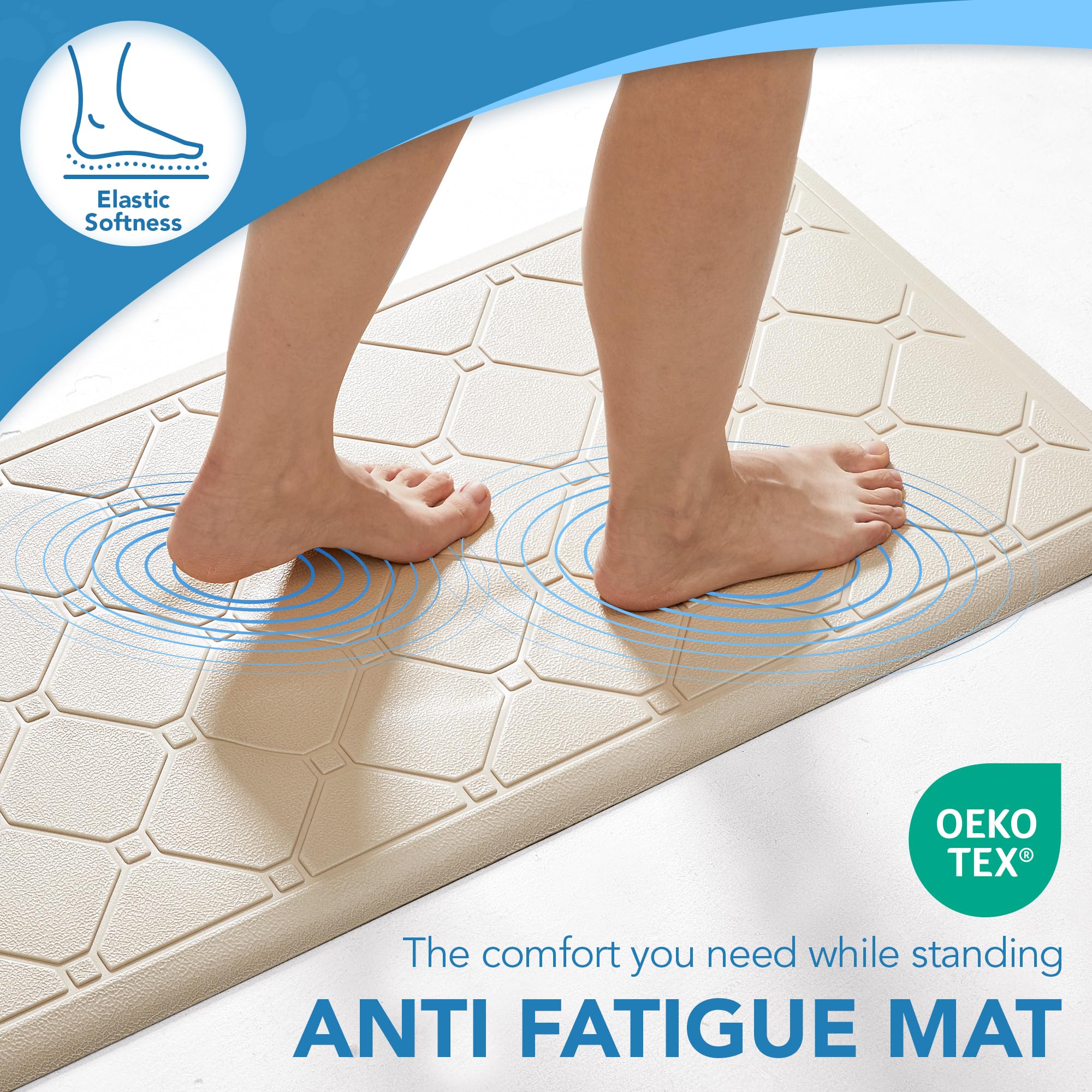 Cushioned Anti-Fatigue Kitchen Mat, 17x28 Inch, Grey