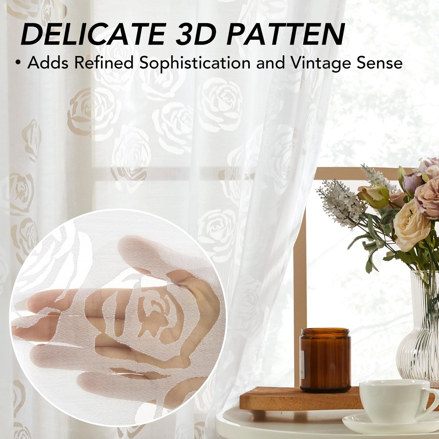 Sheer Grommet Curtains with Summer Flowers