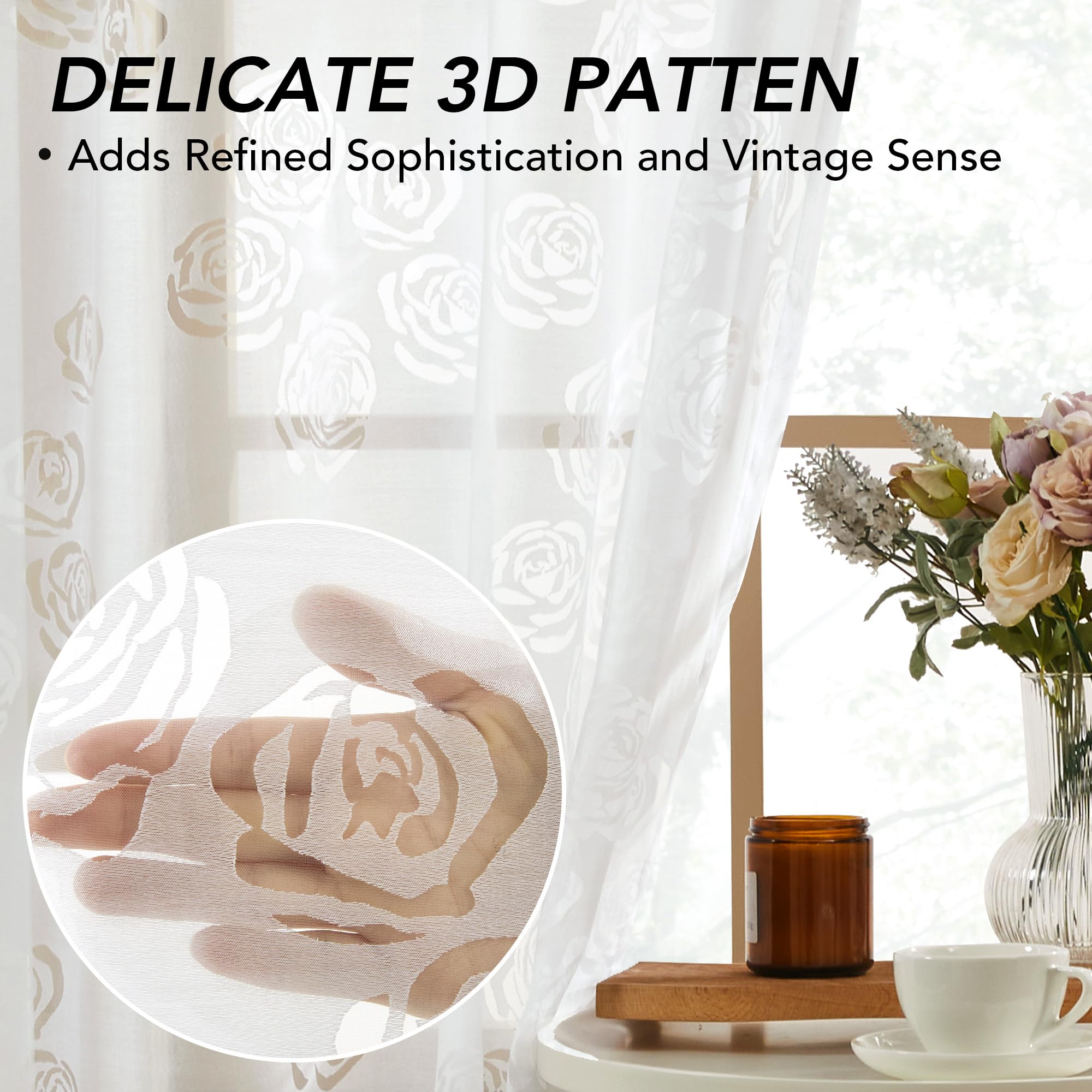 Sheer Grommet Curtains with Summer Flowers