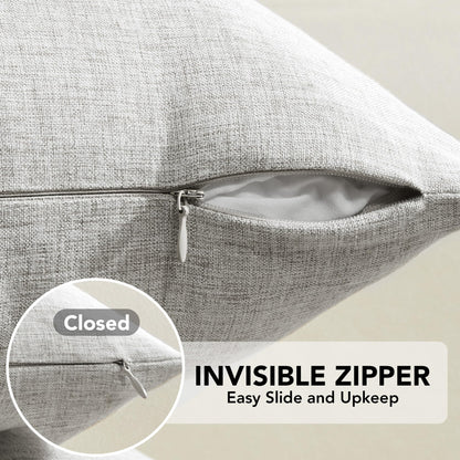 Faux Linen Pillow Covers, 16x16 Inch, Creamy White, 2PCS