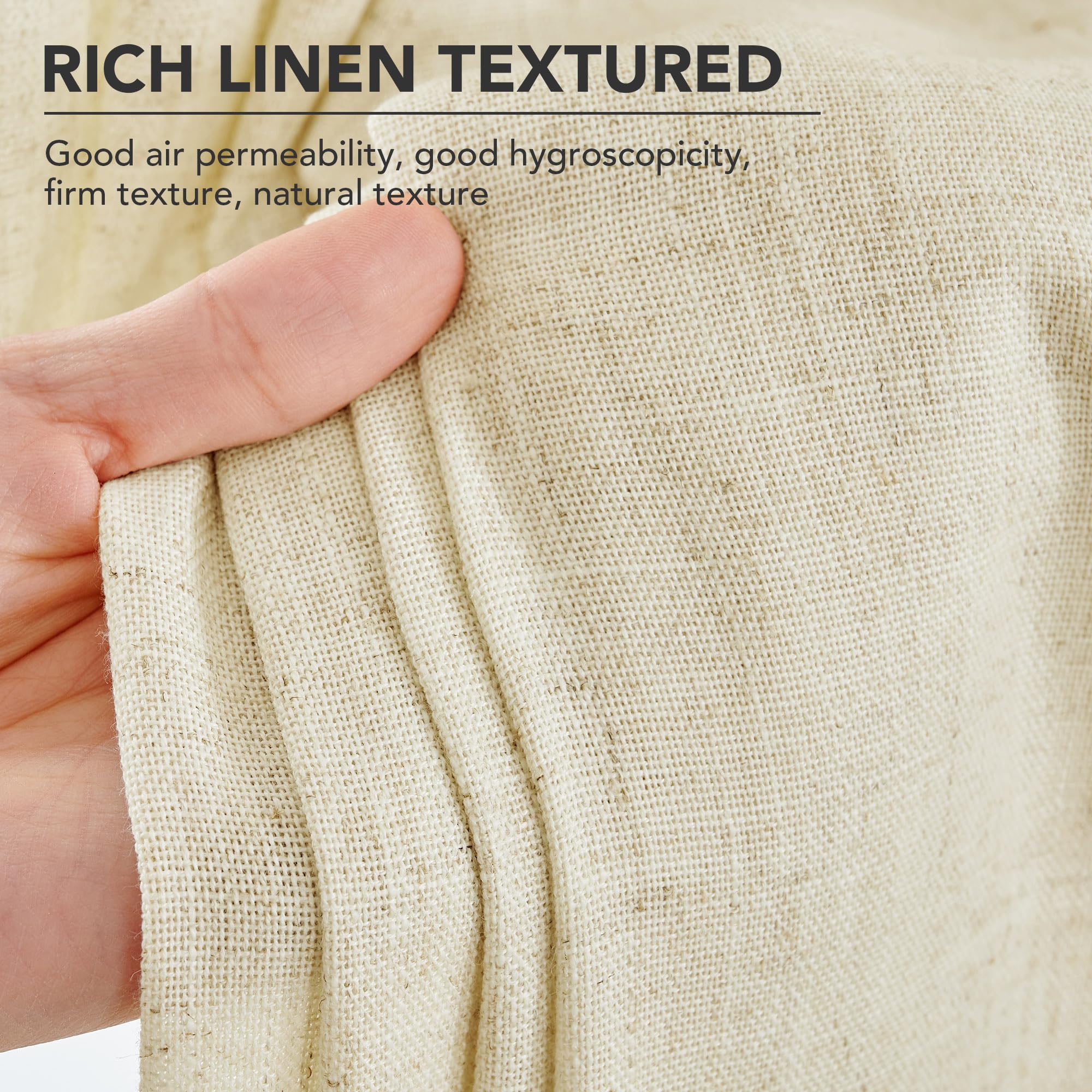 Linen Look Boho Semi-Sheer Curtains, 52x63 Inch, 2 Panels