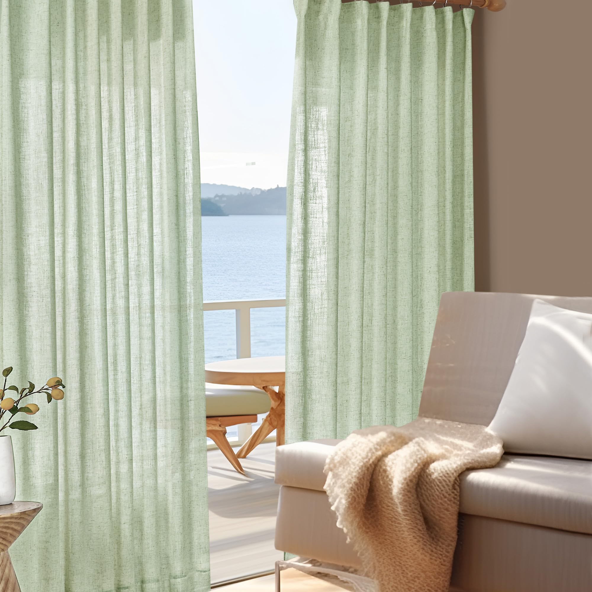 Light Filtering Linen Drapes, Back Tab & Rod Pocket