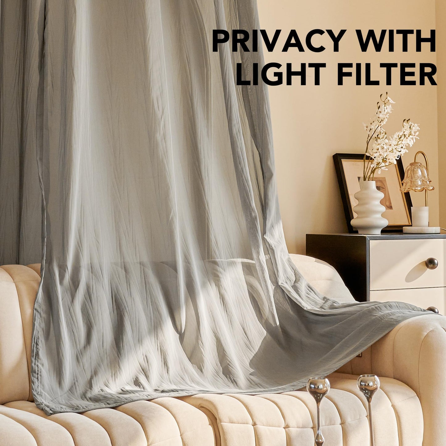 Sheer Grommet Curtains with Summer Flowers