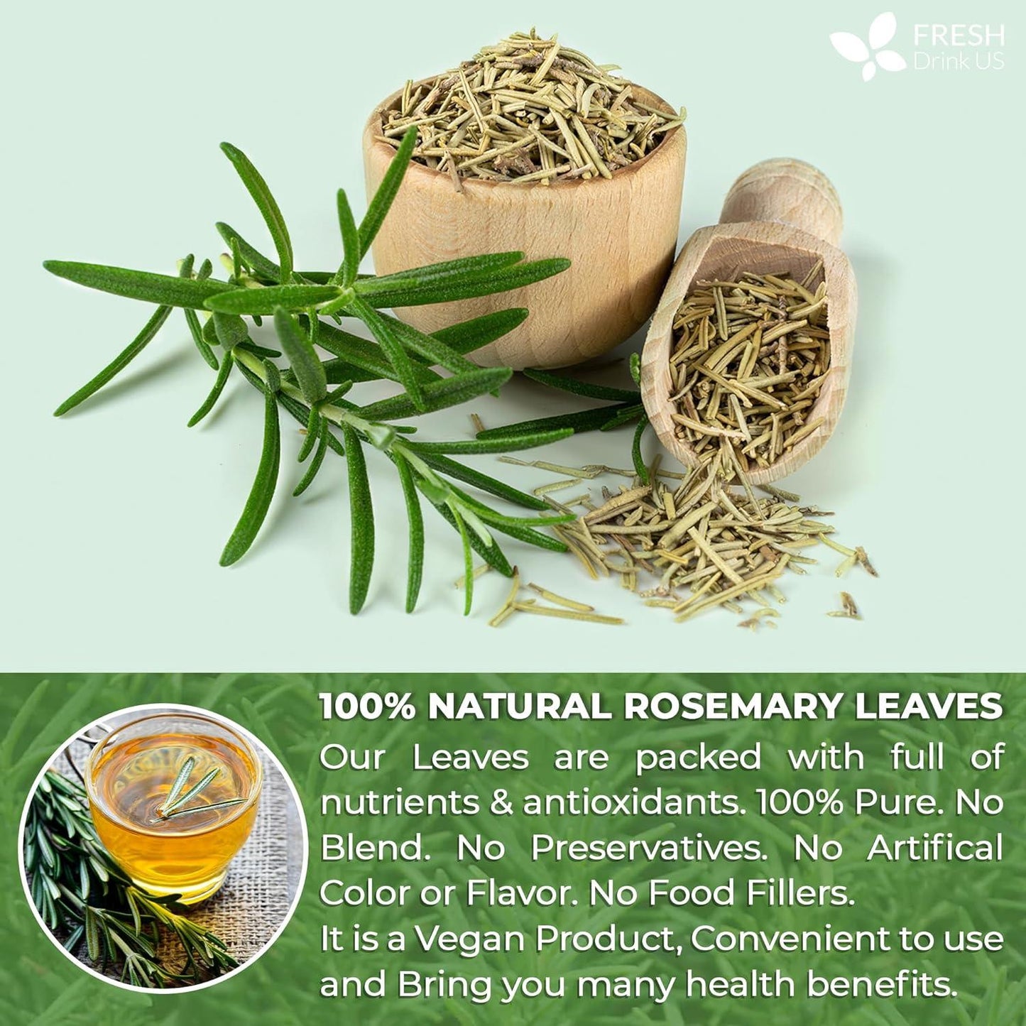 Premium Rosemary Leaves, Tea Bags, Powder, 100% Natural & Pure from Dried Rosemary Leaves, No Additives, No Caffeine, Vegan. Dried Rosemary Herb, Perfect for Seasoning, Spice Blends for Grilling & Cooking