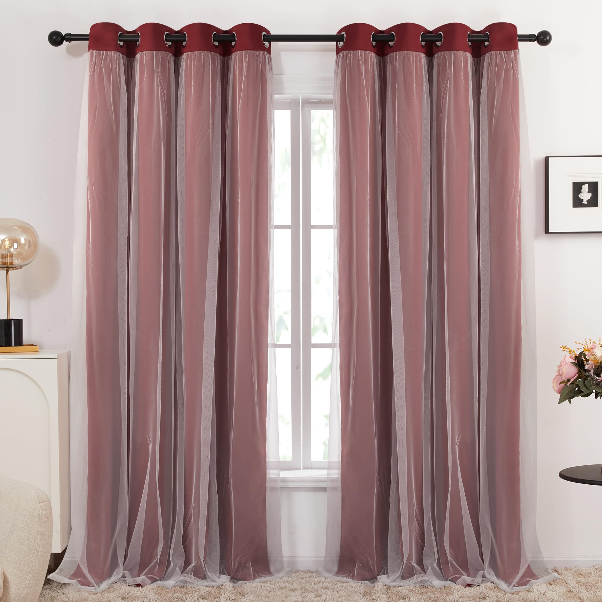 Double Layer Blackout & Sheer Curtains