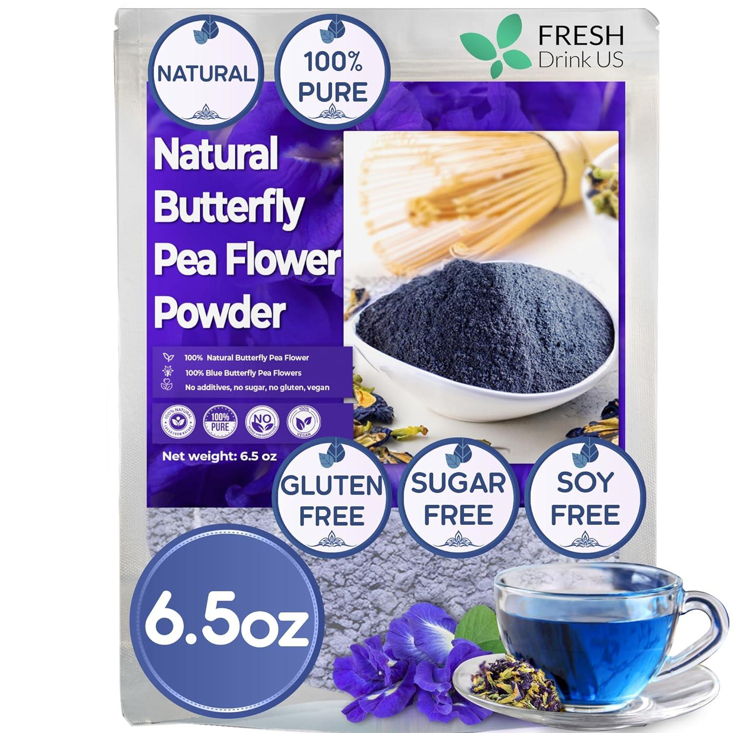 Premium Butterfly Pea Flowers, Tea Bags, 100% Natural and Pure from Butterfly Pea Flowers, Hand-made, Made With Natural Materials-Corn Fiber Tea Bag, Sugar/Caffeine/Gluten Free