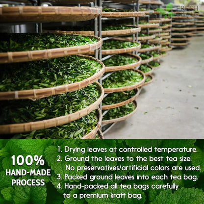 Premium Lemon Balm Leaf Tea Bags, 100% Natural & Pure from Lemon Balm Leaves. Loose Leaf Lemon Balm Herbal Tea. Lemon Balm Leaf Tea. No Sugar, No Caffeine, No Gluten, Vegan.