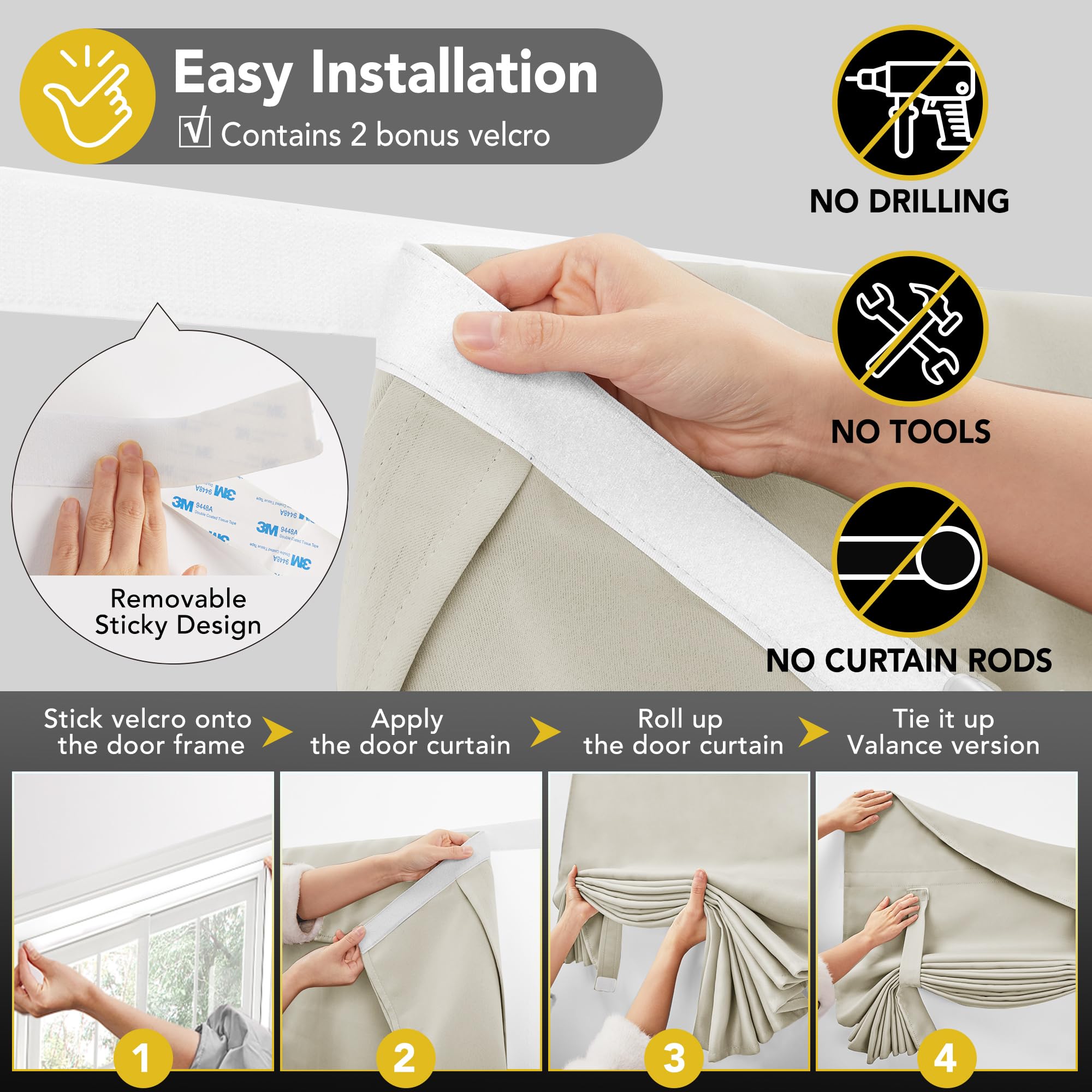 Blackout Door Curtain, Thermal Insulated, 26x80 Inch