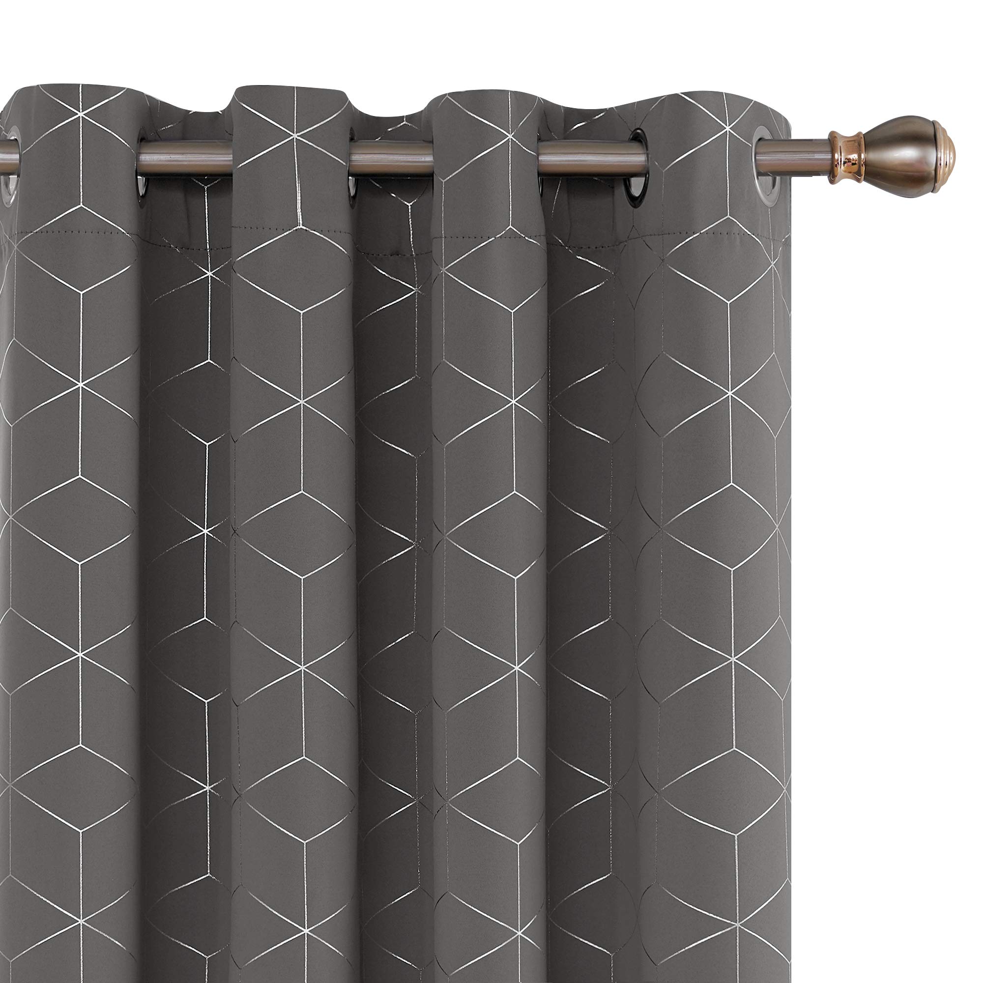 Thermal Blackout Curtains with Silver Foil Print