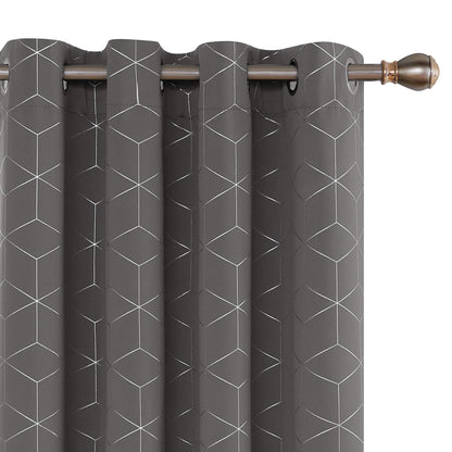 Thermal Blackout Curtains with Silver Foil Print