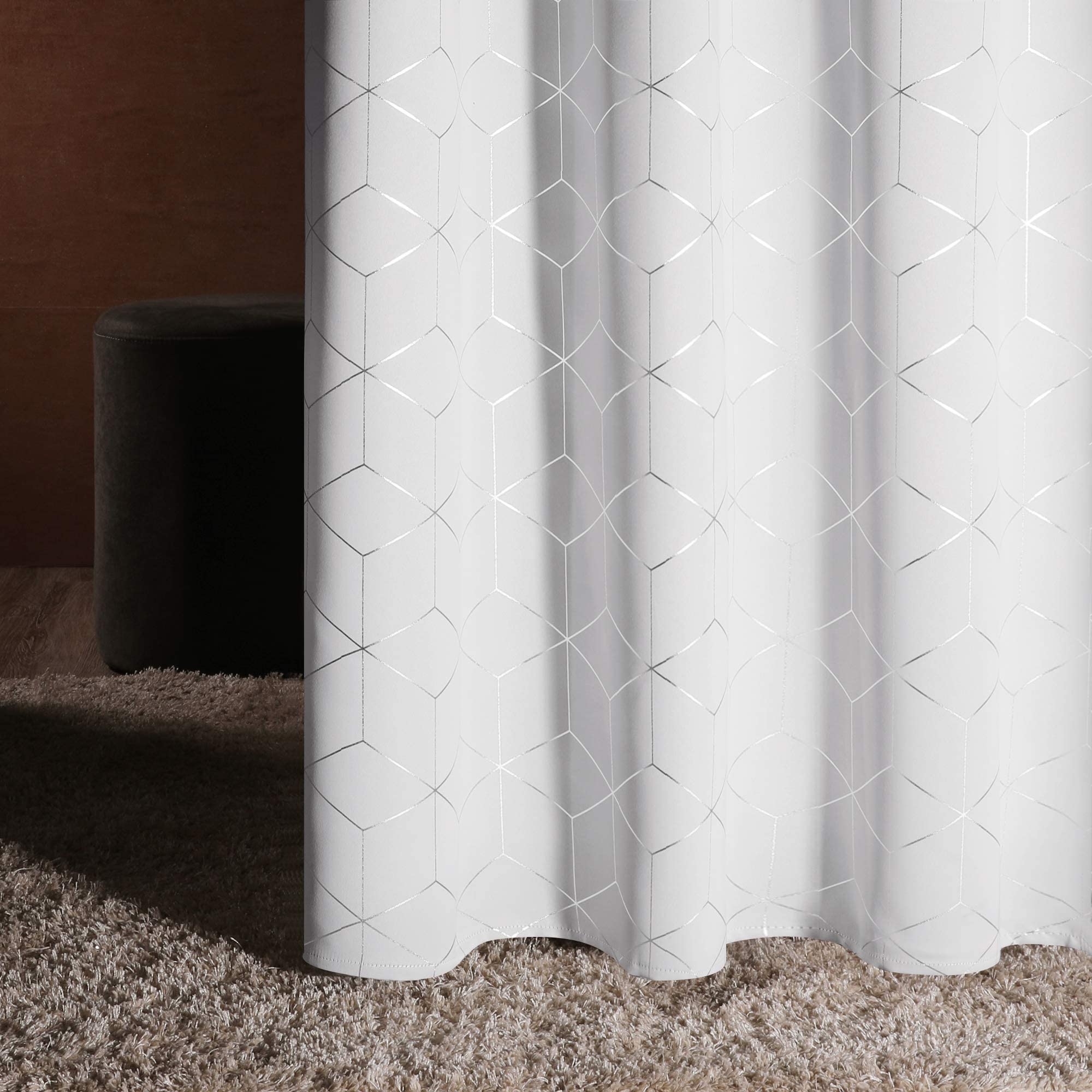 Thermal Blackout Curtains with Silver Foil Print