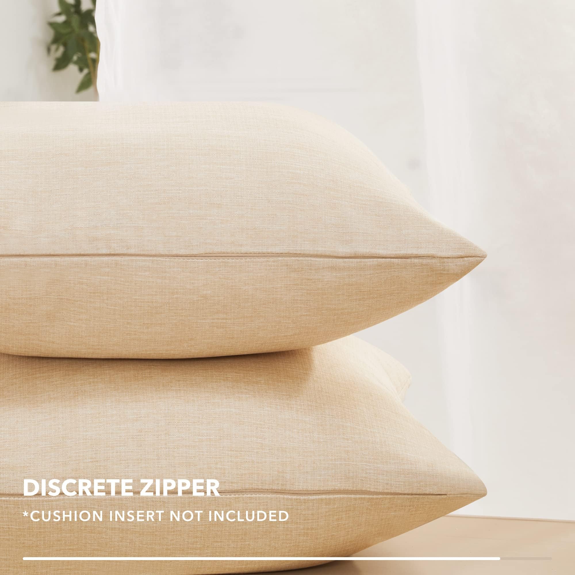 Decorative Linen Throw Pillow Covers, 18x18 Inch, 4 PCS