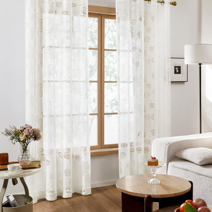 Sheer Grommet Curtains with Summer Flowers