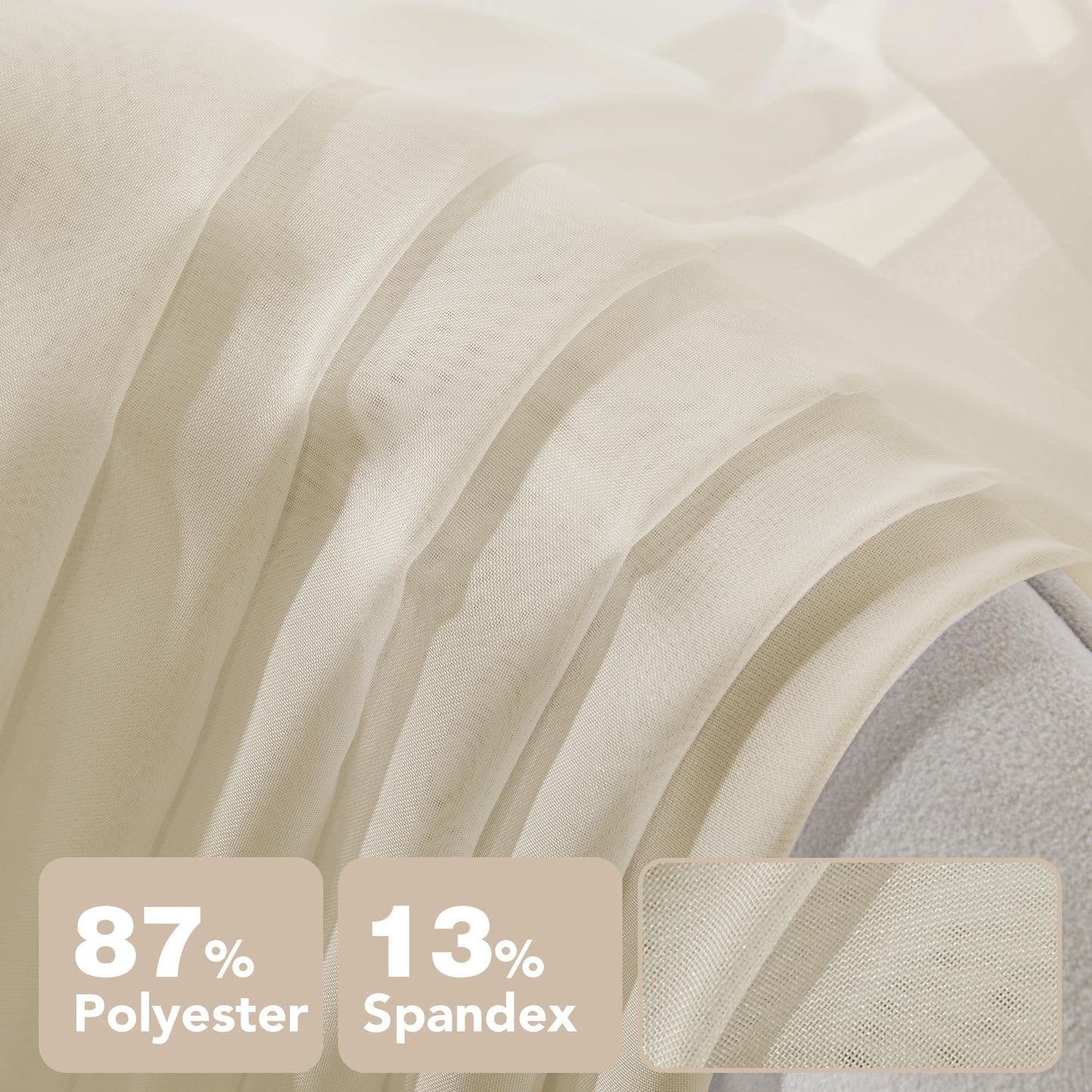 Semi-Transparent White Sheers, 52x63 Inch