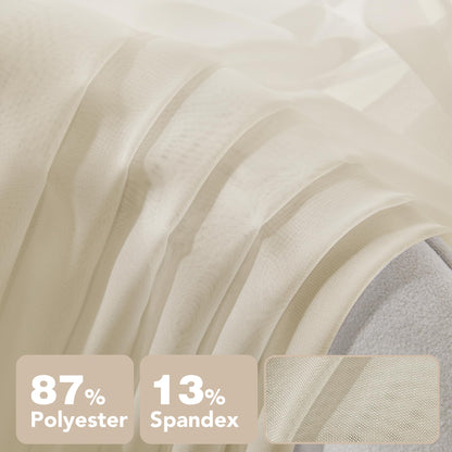 Semi-Transparent White Sheers, 52x63 Inch