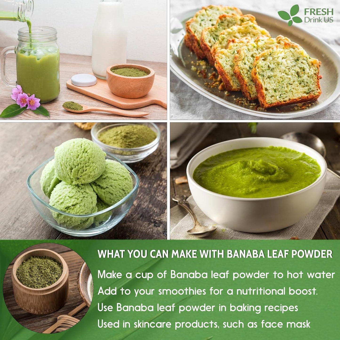 Natural Banaba Dried Leaves, Tea Bags, Powder, Whole Banaba Leaves, 100% Pure Dried Banaba Leaves, Banaba Leaf Tea, No Additives, No Caffeine, Vegan