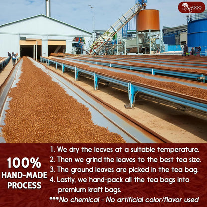 Premium Red Rooibos Tea Bags, 100% Natural & Pure from Rooibos Tea Leaves. Loose Leaf Rooibos Herbal Tea. Made with Natural Material Tea Bags. No Sugar, No Caffeine, No Gluten, Vegan.