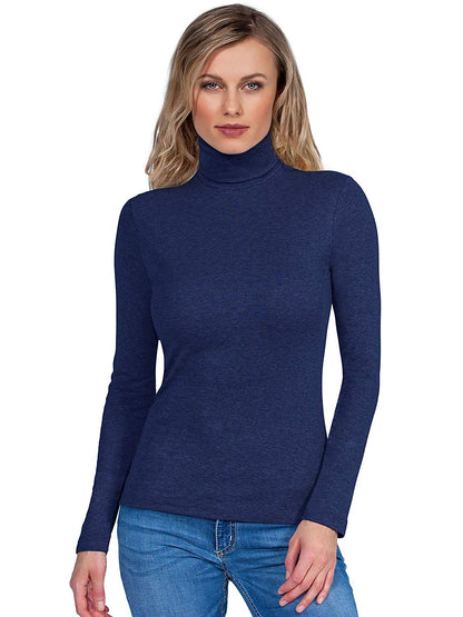 BASIC COTTON Free Spirit Premium Quality 100% Brushed Cotton Women's Turtleneck Top.Made in Italy (655)