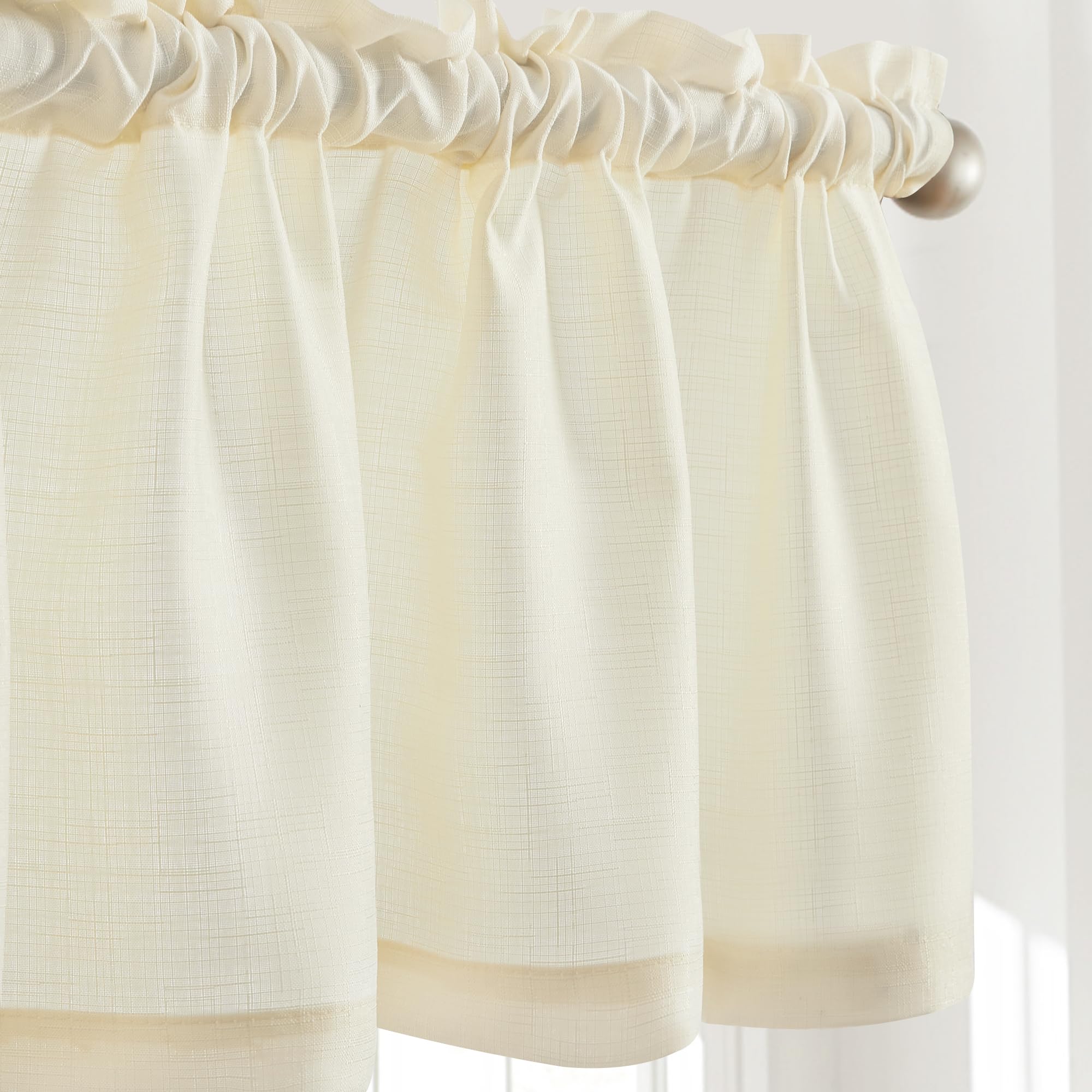 Linen Look Thermal Privacy Cafe Curtains, 2 Panels