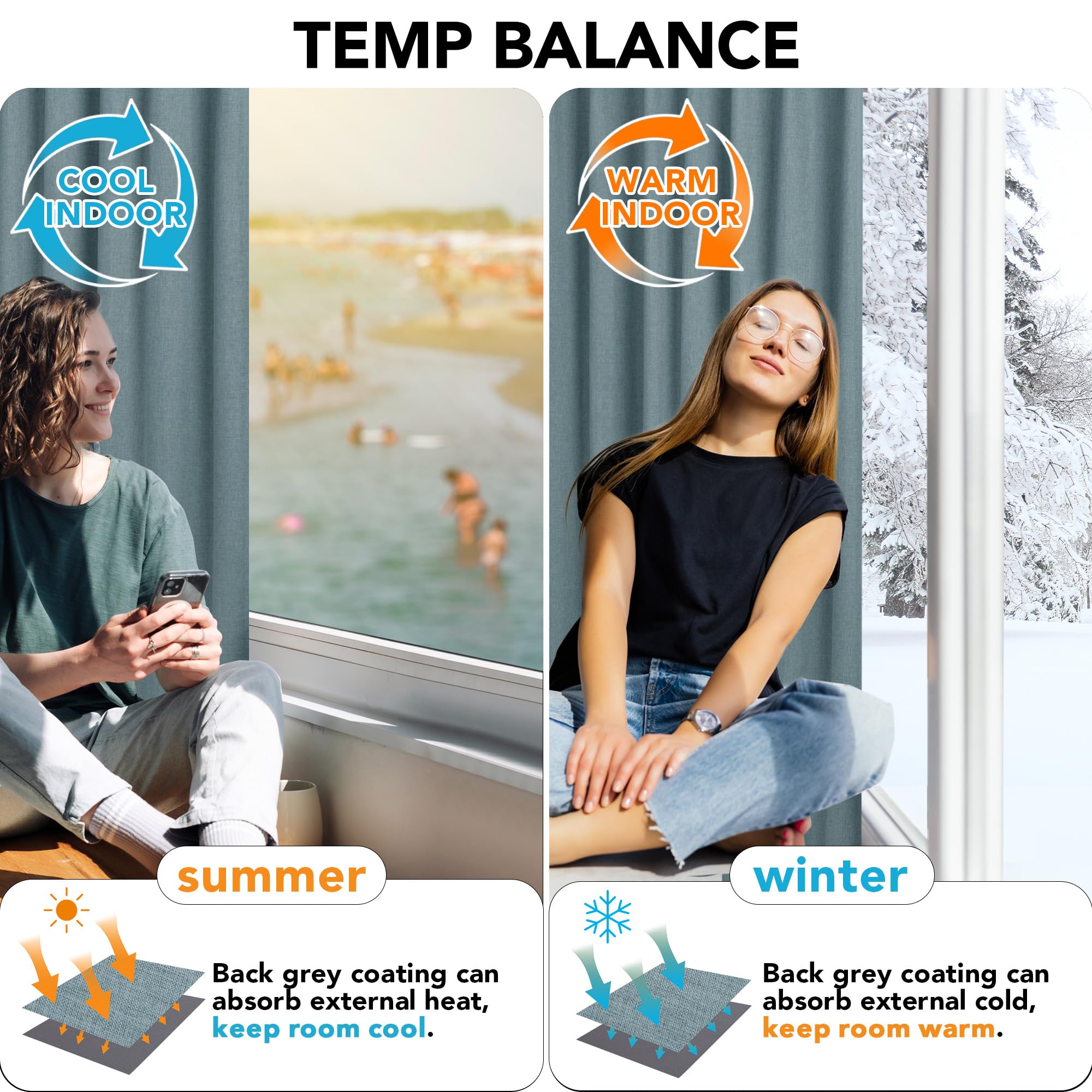 100% Blackout Pinch Pleat Curtains, Cream, 2 Panels