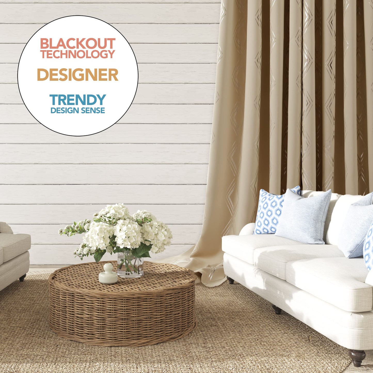 Geometric Blackout Curtains, 2 Panels