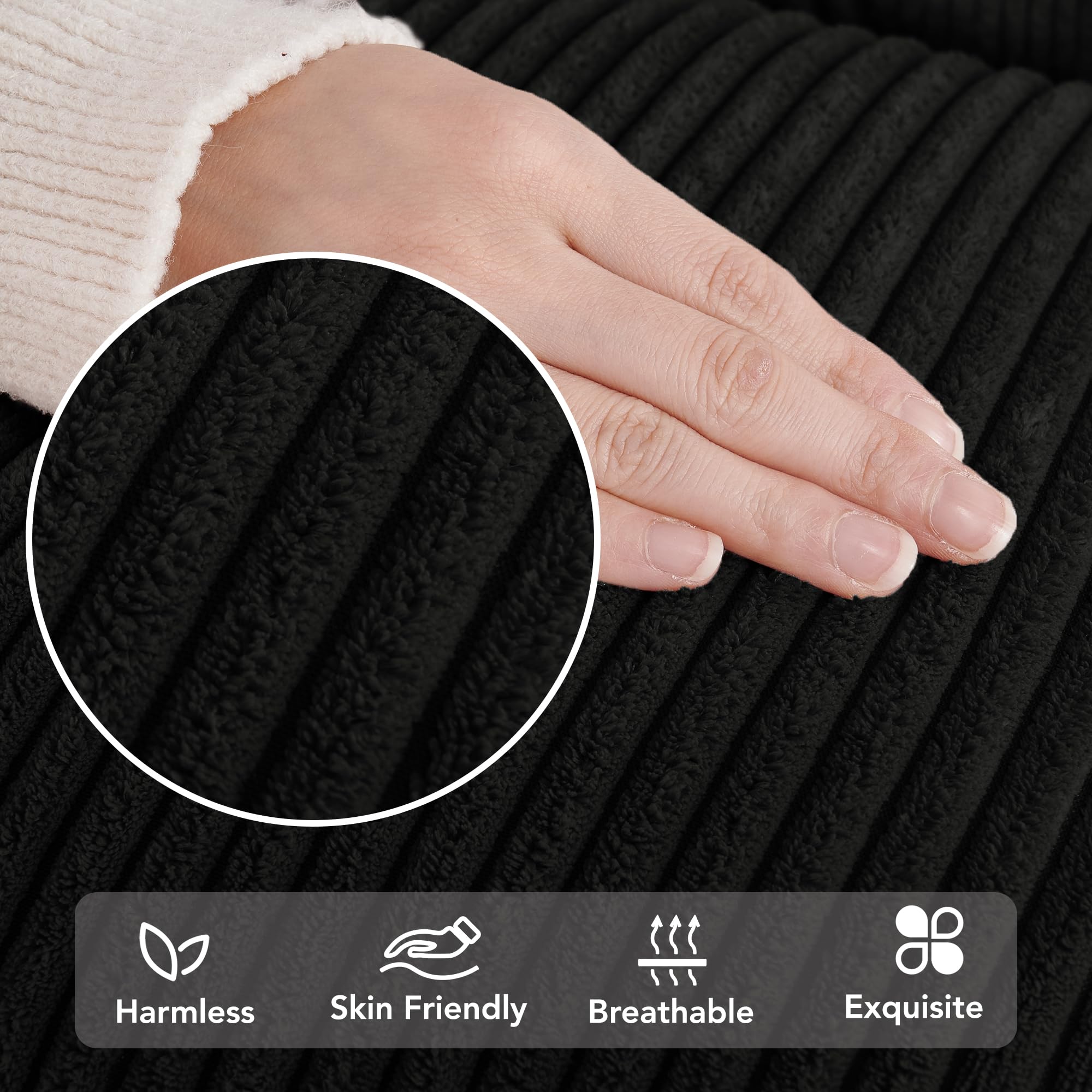 Corduroy Throw Pillow Covers, Cream White, 4PCS