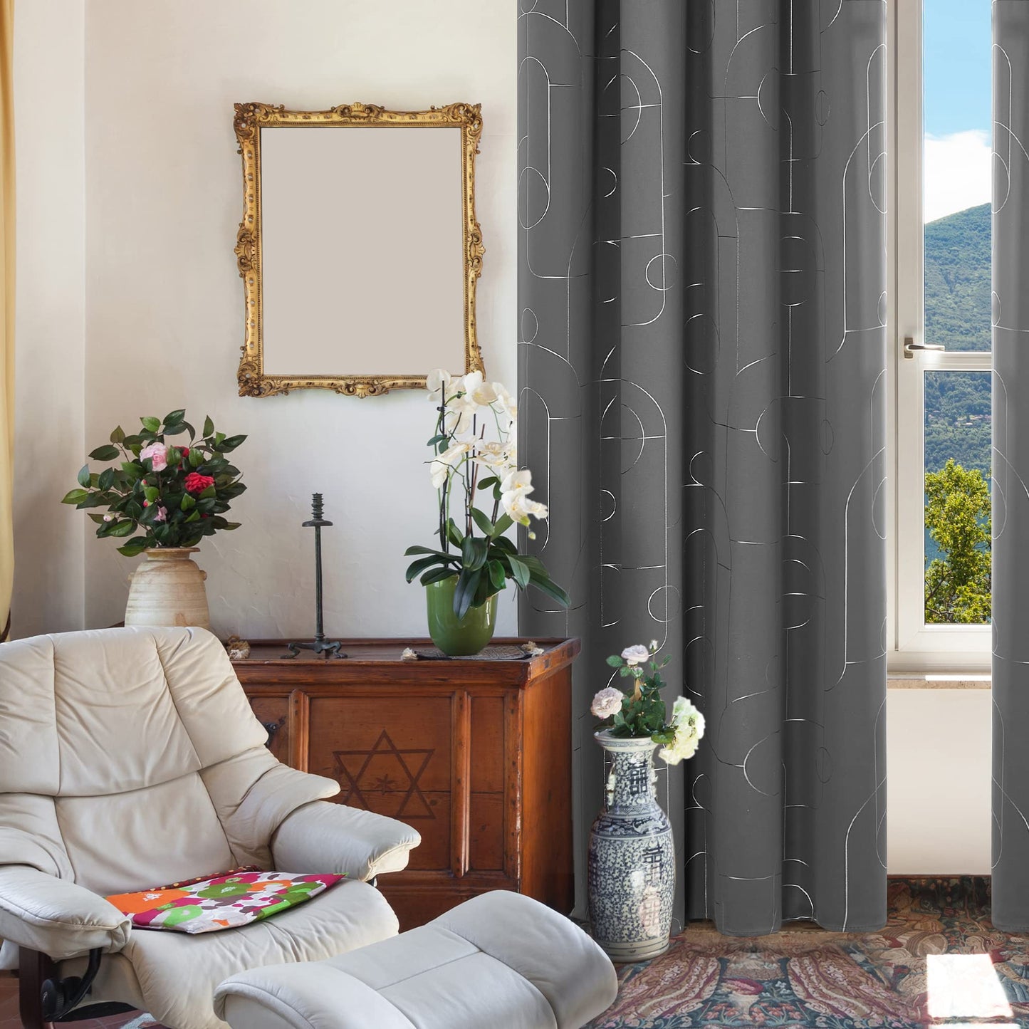 Geometric Blackout Curtains, 2 Panels