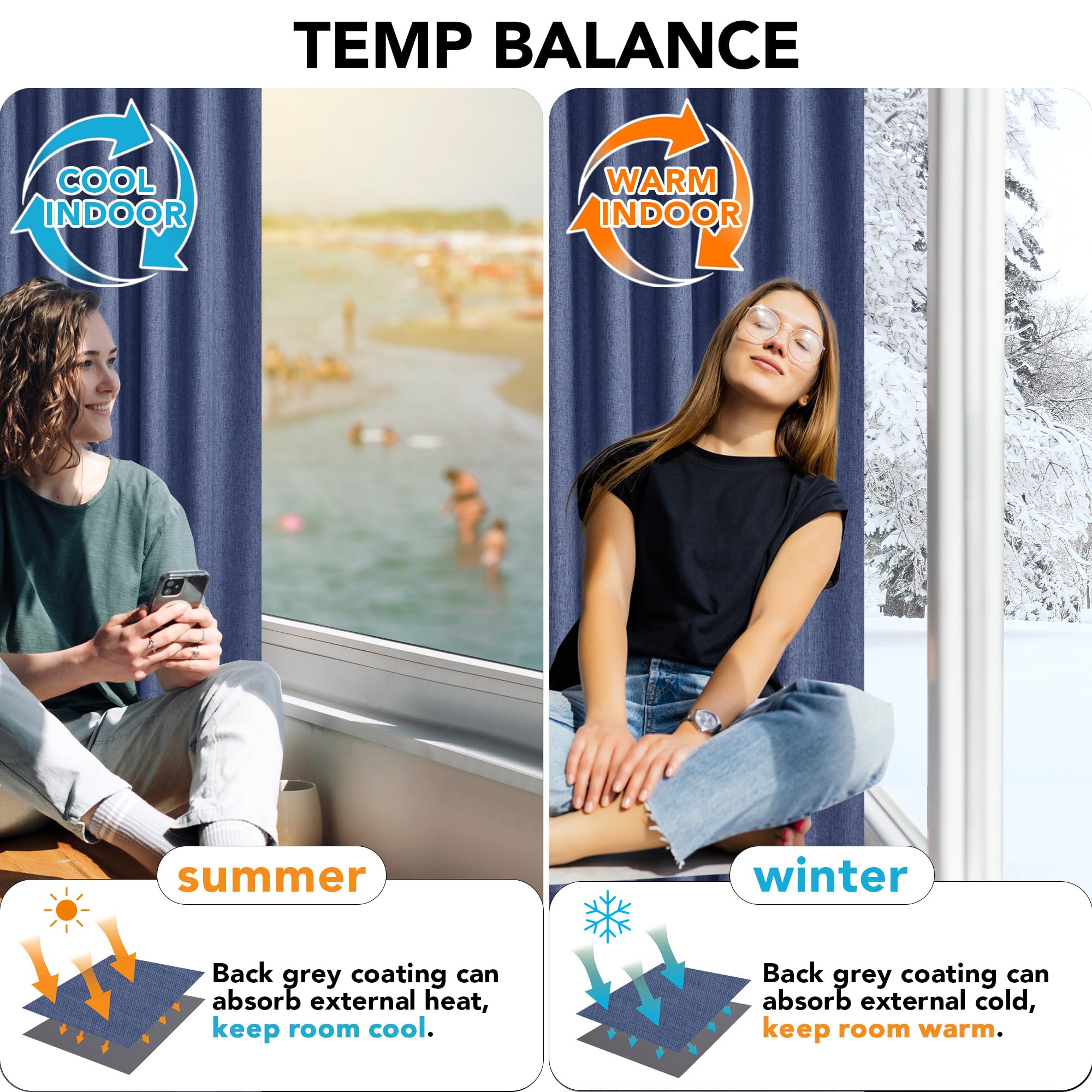 100% Blackout Pinch Pleat Curtains, Cream, 2 Panels