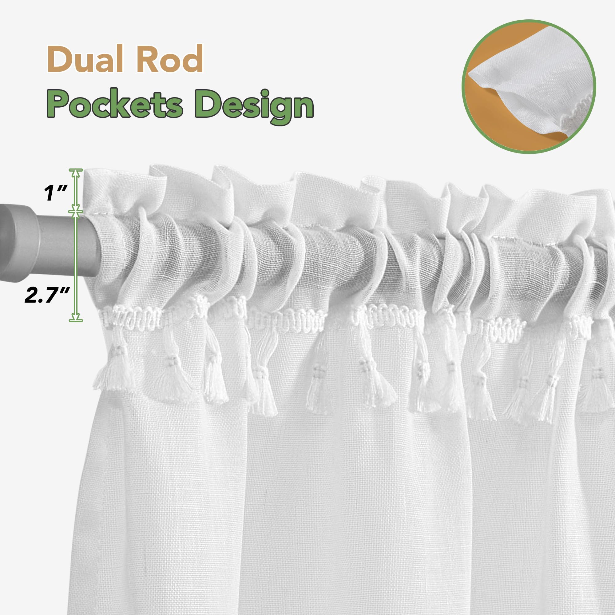 Natural Farmhouse Cafe Tier Curtains, 2 Panels