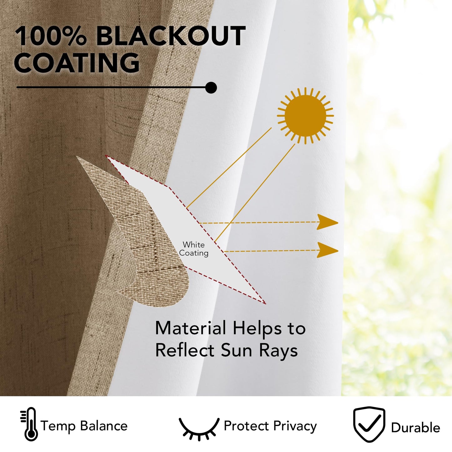 French Door Linen Blackout Curtain, 1 Panel