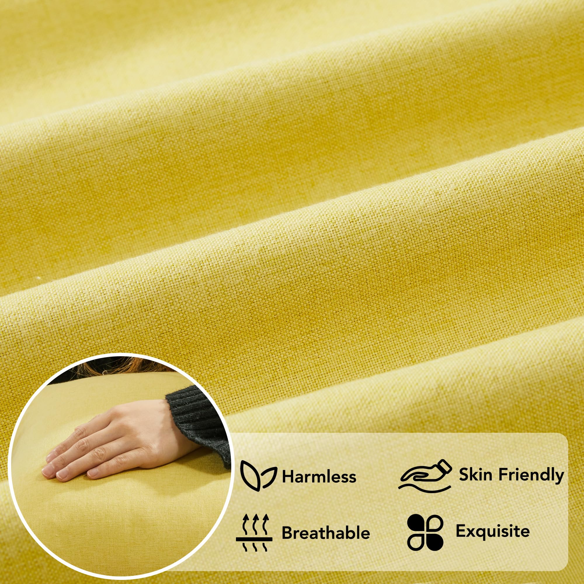 Faux Linen Pillow Covers, 16x16 Inch, Creamy White, 2PCS